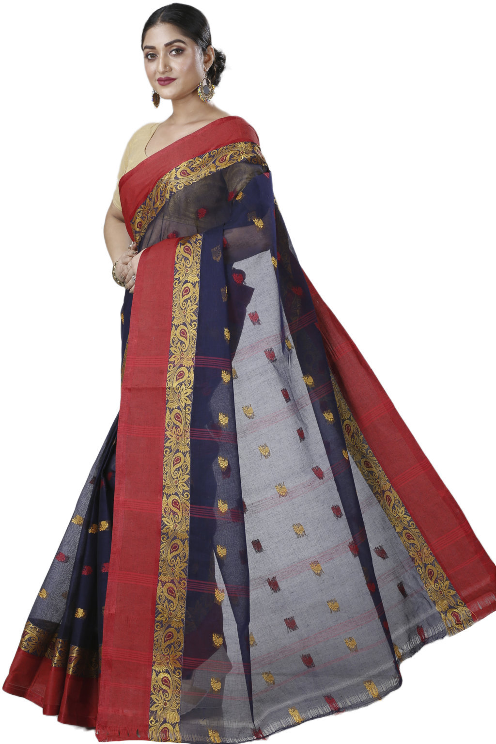 Blue Pure Cotton Srimati Tant Saree (1089)